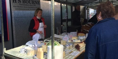 Cheese stall at Treacletown market